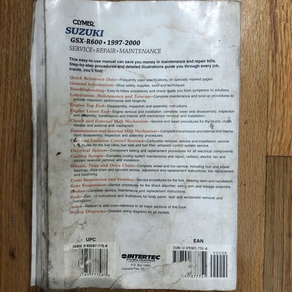Clymer M331 1997-2000 Suzuki GSX-R600 e Repair Service Shop Manual # 189 - Picture 2 of 2